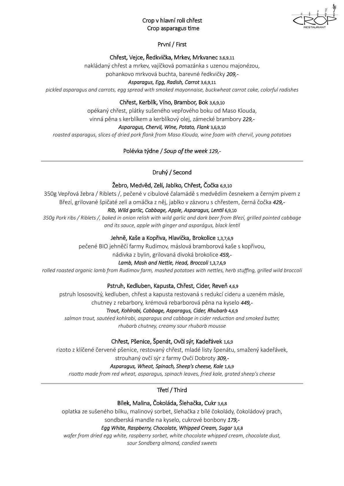 MENU CHŘEST